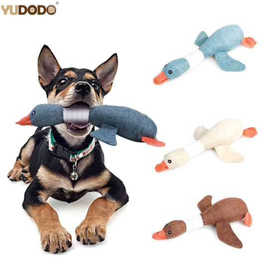 YUDODO Cartoon Wild Goose Plush Dog Toys Resistance To Bite Squeaky Sound Pet Toy For Cleaning Teeth Puppy Dogs Chew Supplies